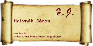 Hrivnák János névjegykártya